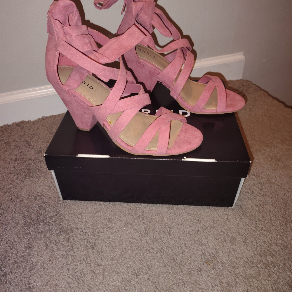 Pink Suede Strappy Heels